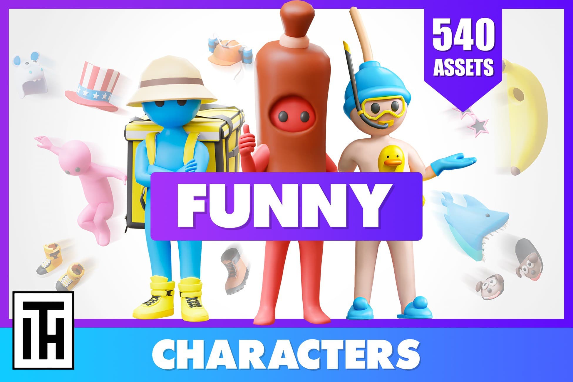 Funny Characters - Animated Low Poly 3D Models