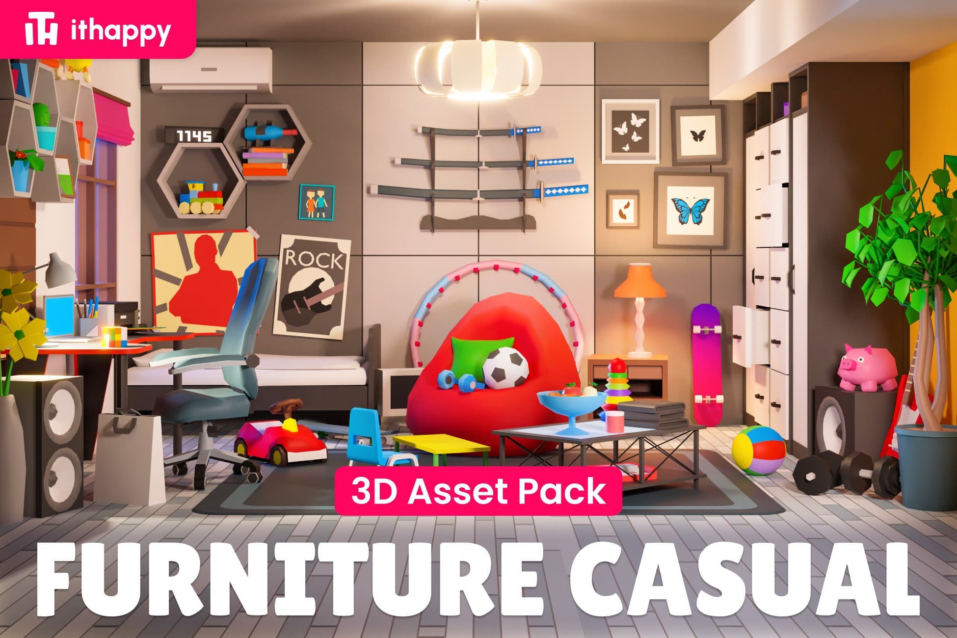 Furniture Casual - Low Poly 3D Models Pack