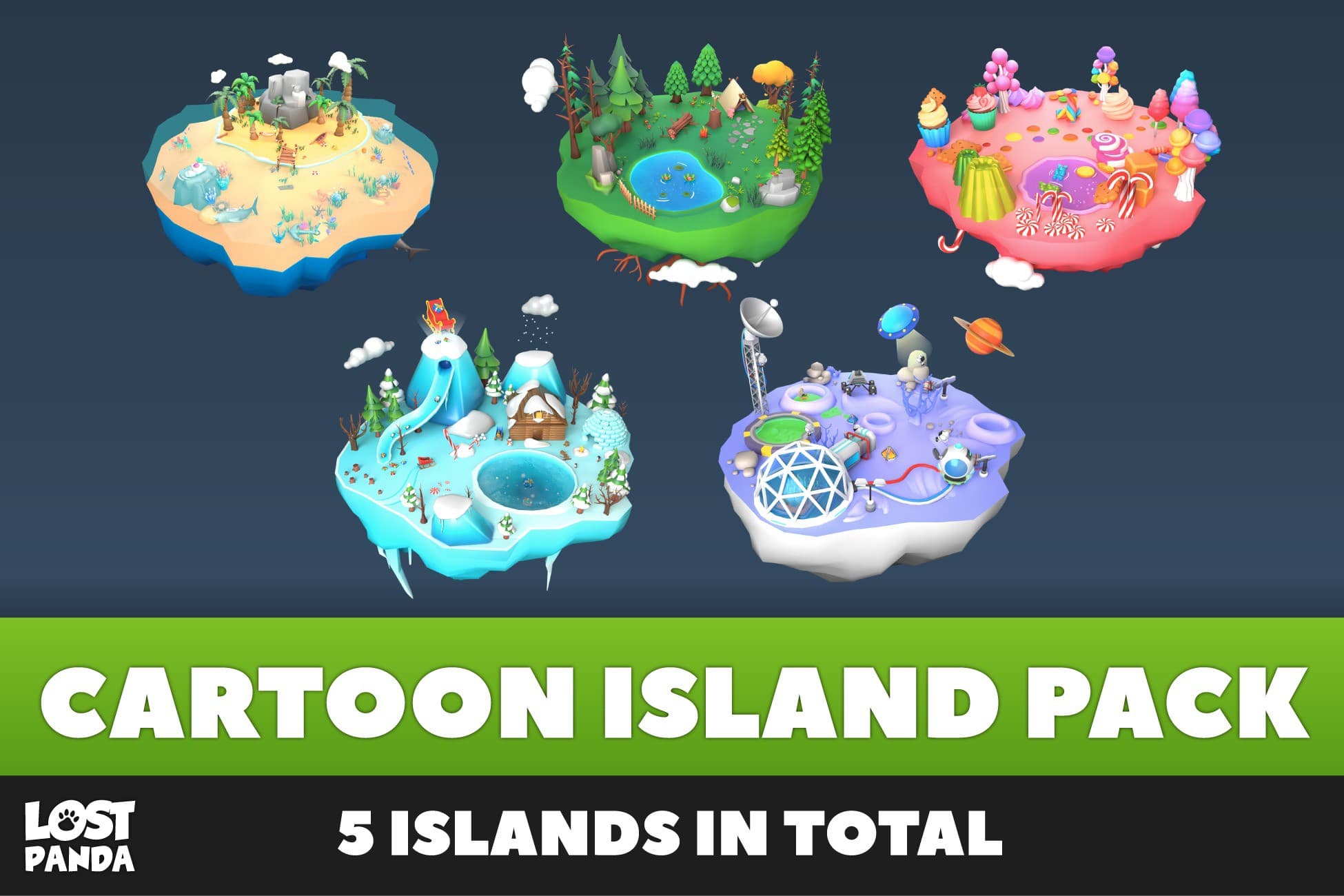 Low Poly Cartoon Island Pack - 3D