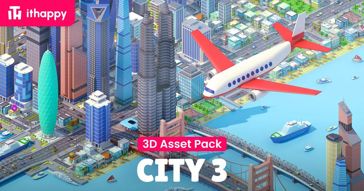 City 3 - Low Poly 3D Models Pack